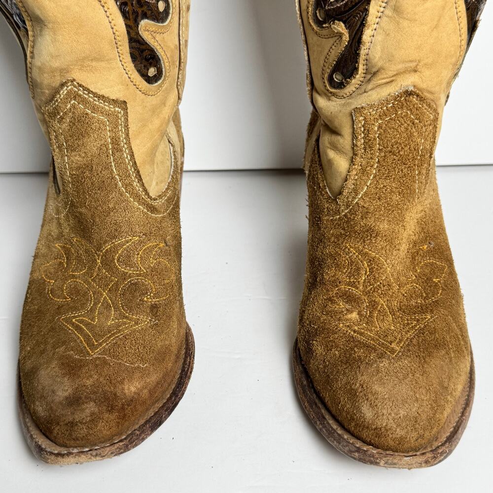 Miss Capezio Western Cowboy Boots Womens 7M Brown Suede Leather USA Vintage Boho - Picture 8 of 14